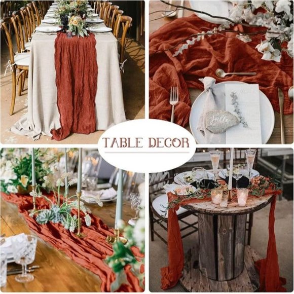 5 Pack Rust Cheesecloth Terracotta Table Runner 13.3ft Boho Gauze Wedding Linen - Picture 3 of 4